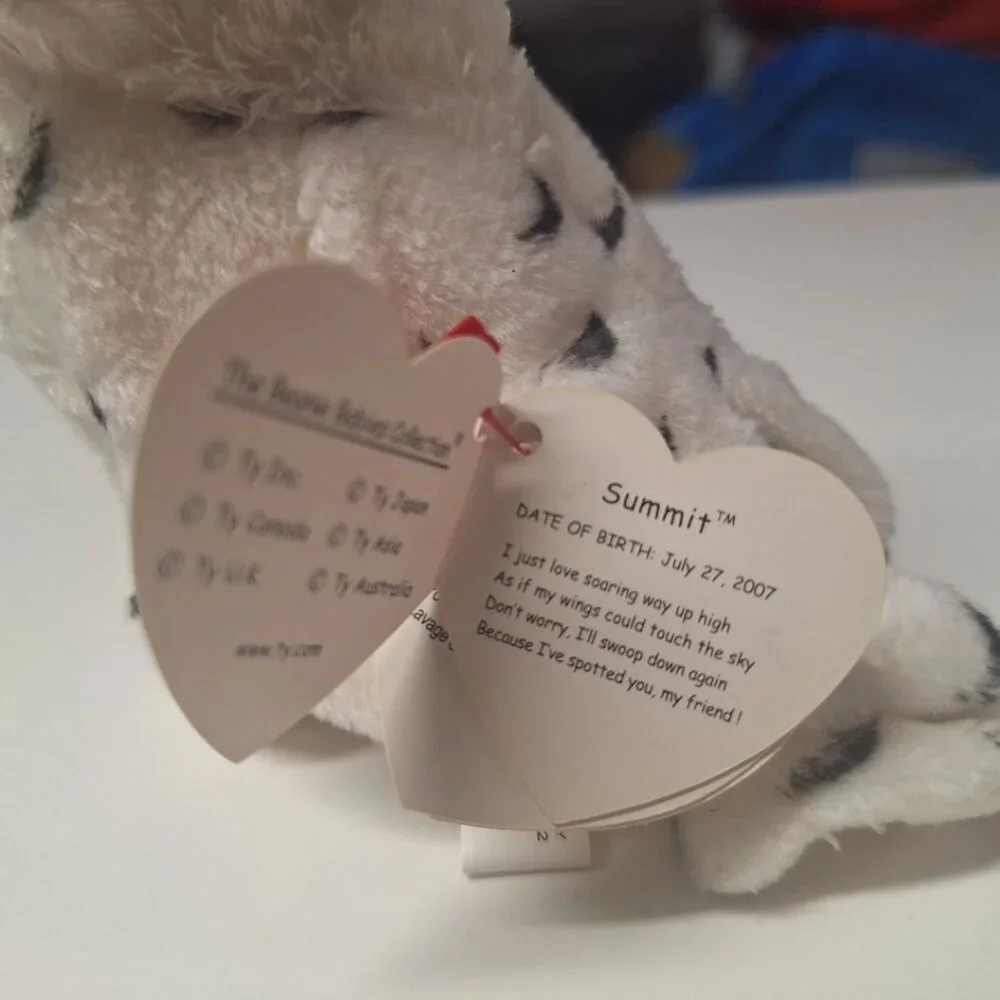 Ty Beanie Babies Summit Snowy‎ Owl 2007 White Bird Soft Wings Original